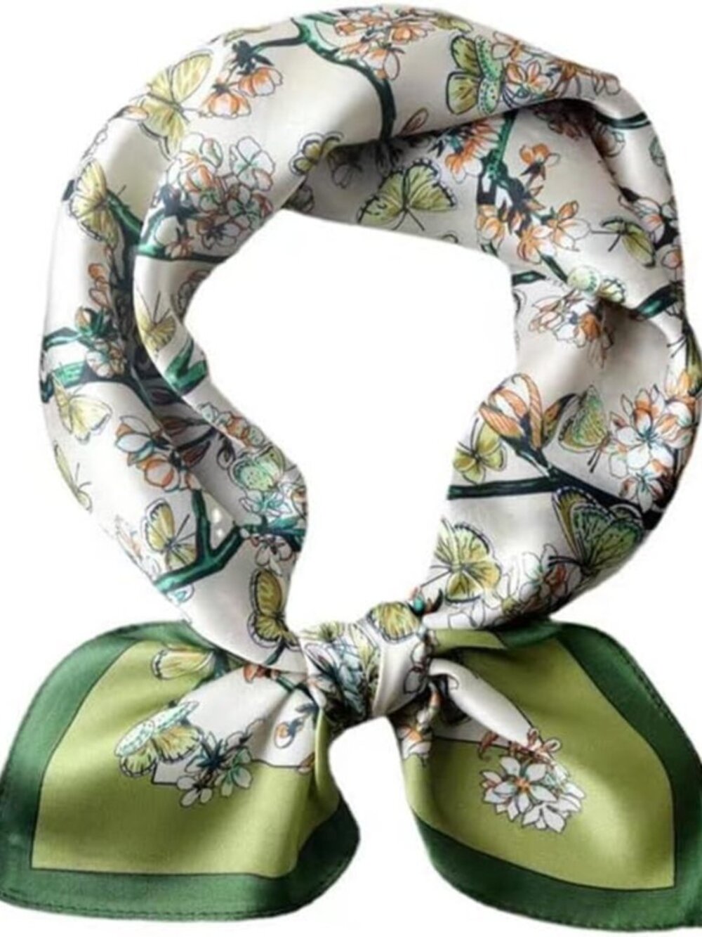 100% Mulberry Silk Square Scarf for Hair - 25.6" Neckerchief, Digital Print